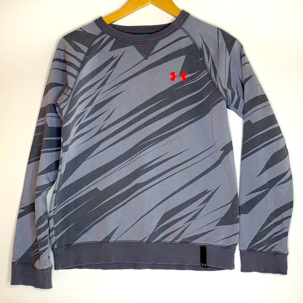 Under Armour Boys Pullover Sweatshirt Youth Large Gray Signature Hoodie B0922